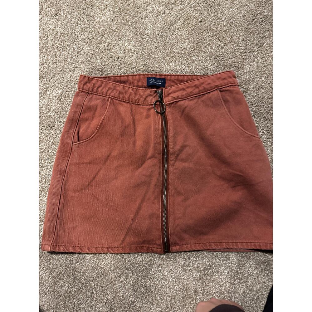 Rust denim skirt